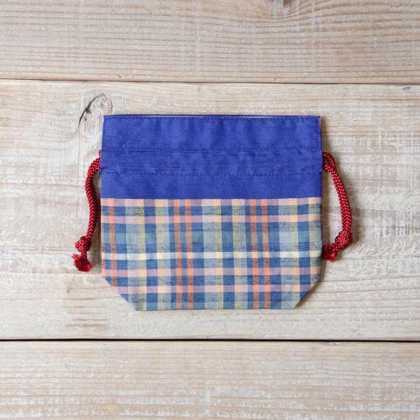 上田紬（つむぎ） ミニ巾着袋 絹100% 長野県産 ポーチ 伝統工芸品 民藝品 01 ギフト プレゼ...