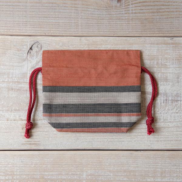 上田紬（つむぎ） ミニ巾着袋 絹100% 長野県産 ポーチ 伝統工芸品 民藝品 02 ギフト プレゼ...