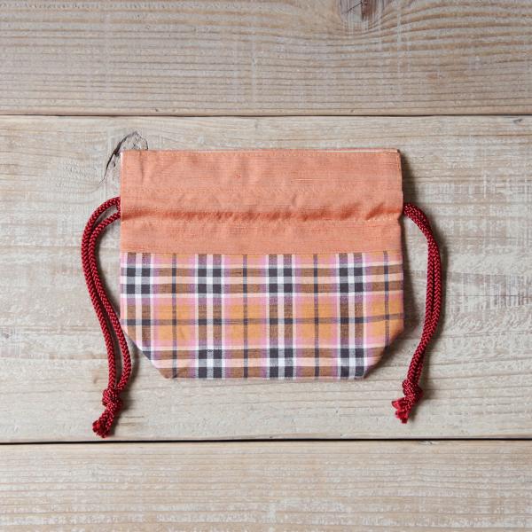 上田紬（つむぎ） ミニ巾着袋 絹100% 長野県産 ポーチ 伝統工芸品 民藝品 03 ギフト プレゼ...