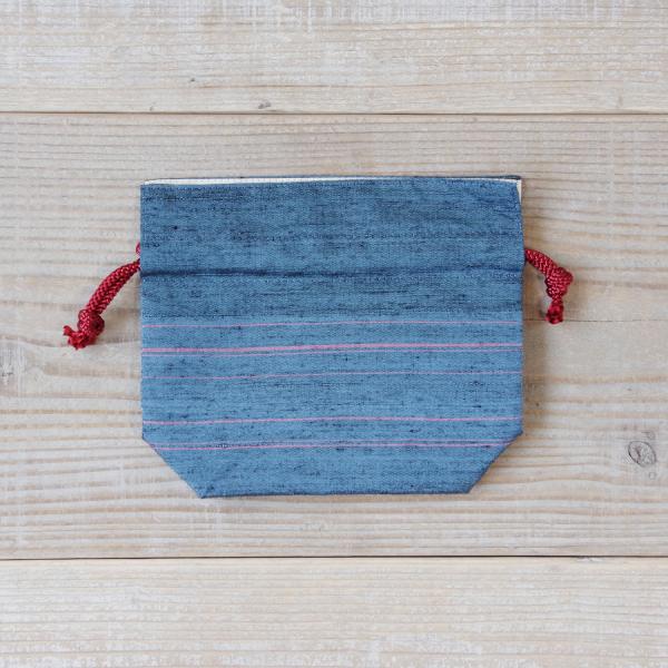 上田紬（つむぎ） ミニ巾着袋 絹100% 長野県産 ポーチ 伝統工芸品 民藝品 07 ギフト プレゼ...
