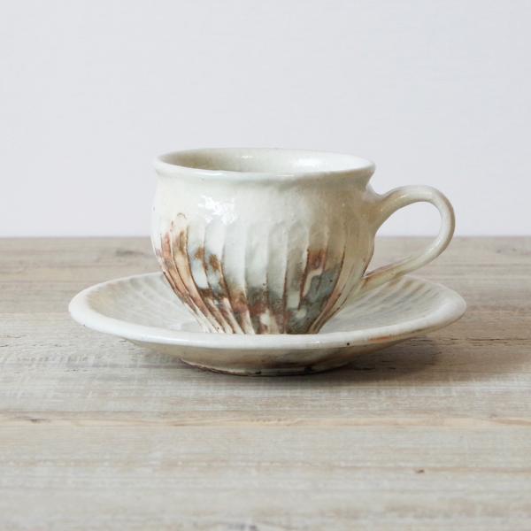 鉄散しのぎコーヒーカップ&amp;ソーサー 古谷製陶所 信楽焼 伝統工芸品 民藝品 食器 ギフト プレゼント...