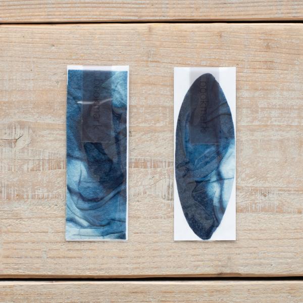 藍染屋ほうね 藍染め布の栞（しおり） 長方形／楕円 ブックマーク 静岡県 ギフト プレゼント 誕生日...