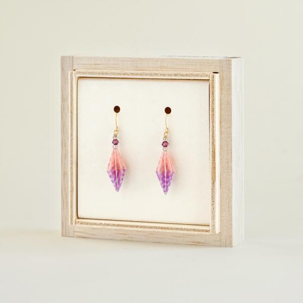 Star Anise イヤリング/ピアス 四海波（ライトピンク×パープル） 本美濃紙 伝統工芸品 民...