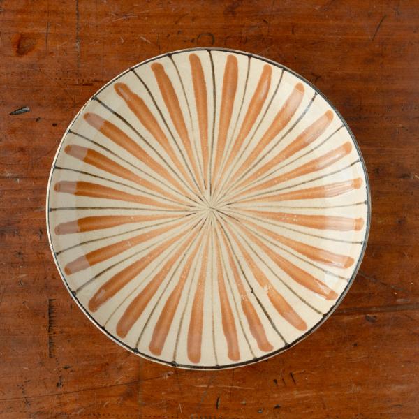 麦藁手 六寸丸皿 橙/青 小春花窯 瀬戸焼 伝統工芸品 民藝品 食器 キッチン雑貨 ギフト プレゼン...