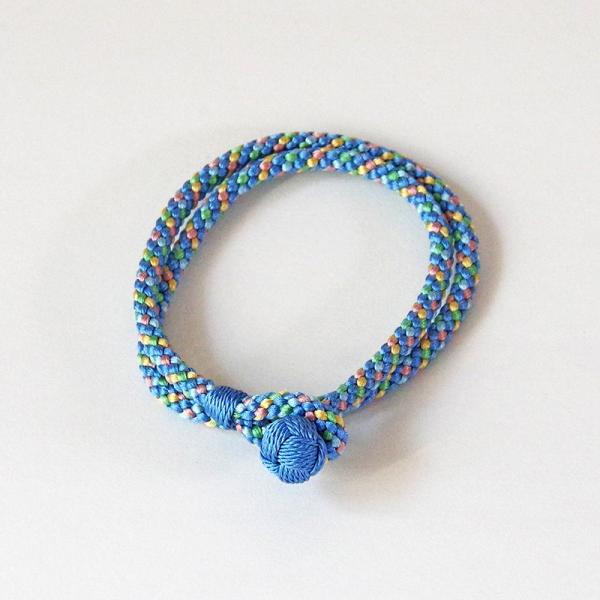 京くみひも 二重巻きブレスレット 青 昇苑くみひも 京都 組紐ブレスレット 組紐アクセサリー ギフト...