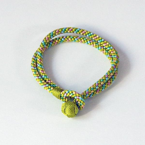 京くみひも 二重巻きブレスレット 利休（緑） 昇苑くみひも 組紐ブレスレット 組紐アクセサリー ギフ...