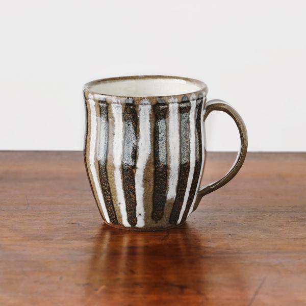 俊彦窯 縦縞（麦藁手）マグカップ 丹波焼 兵庫県 清水俊彦 伝統工芸品 民藝品 食器 ギフト プレゼ...