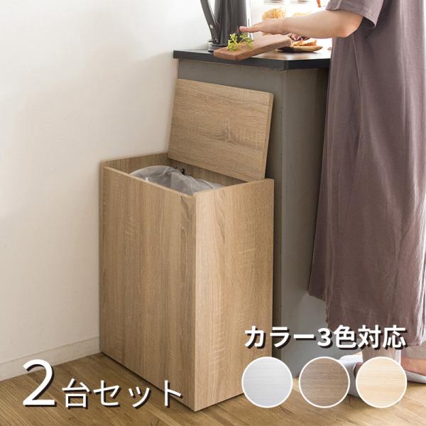 ダストボックス ごみ箱 2台セット ナチュラル 45リットル 入れやすい スリム ゴミ箱 ゴミバコ ...