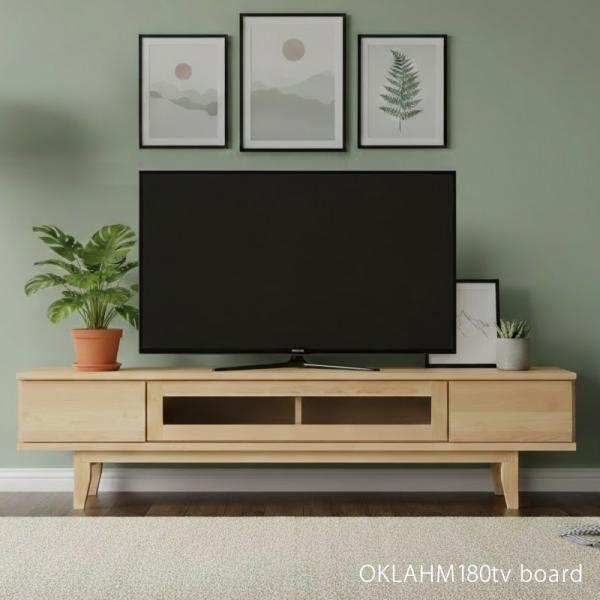 テレビ台 180cm 国産 テレビボード バーチ材 無垢材 日本製 自然塗装 フルオープン ガラス扉...