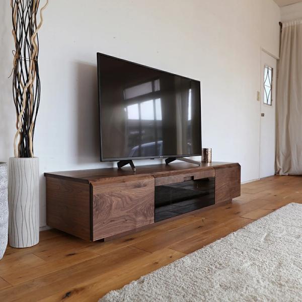 テレビ台 160cm テレビボード ブラウン ウォールナットオーク 無垢材 国産 日本製 ローボード...