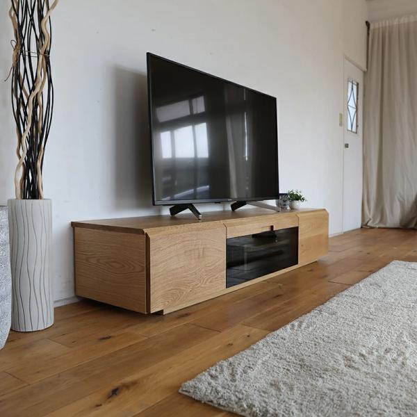 テレビ台 160cm テレビボード ブラウン オーク無垢材 ウォールナット 国産 日本製 ローボード...