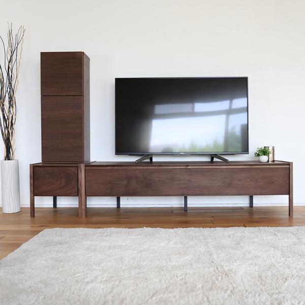 テレビ台160cm テレビボードセット 左タイプキャビネット ブラウン ウォールナット無垢材 国産 ...