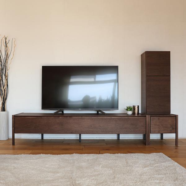 テレビ台160cm テレビボードセット 右タイプキャビネット ブラウン ウォールナット無垢材 国産 ...