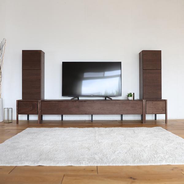 テレビ台 180cm テレビボードセット 左右キャビネット ブラウン ウォールナット無垢材 国産 日...