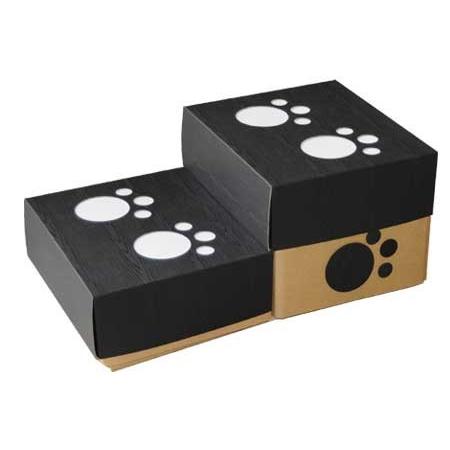犬、猫用　階段 スロープ　　わんステップ ２段/ブラック　　国産硬質ダンボール使用