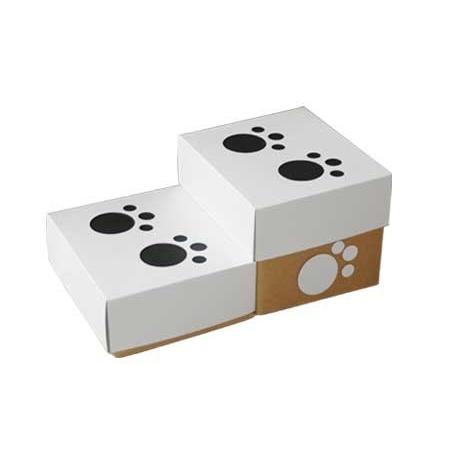 犬、猫用　階段 スロープ　　わんステップ ２段/ホワイト　　国産硬質ダンボール使用