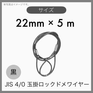 ２本組 JIS O/O 6×24 輸入品 黒 ワイヤーロープ 玉掛けワイヤー 玉掛索 ロックドメワイヤー 22mm×5m