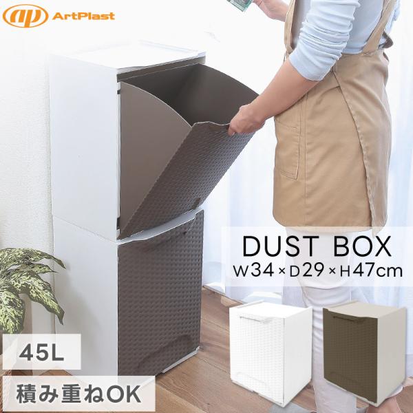 ArtPlast ゴミ箱 45L ラタン調 スタッキング ダストボックス キッチン リビング 引き出...