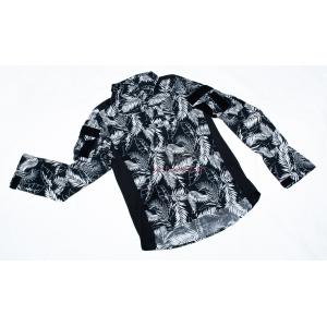 ハワイアンフラワー 花柄 コンバットシャツ ブラック/