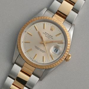 【OH済】1991年 K18コンビ ロレックス オイスターパーペチュアルデイト ref15223 エンジンターンドベゼル ネオヴィンテージ
