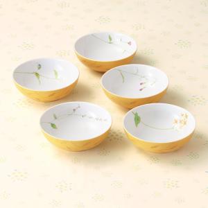 鉢 ボウル 取り鉢 13.5cm 5個セット 和食器セット 花柄 美濃焼 贈り物 プレゼント たち吉 黄地草花 小鉢 2098013