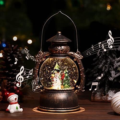 スノードーム Lewondr クリスマスオルゴール スノーグローブ LEDライト付き 8曲自動ループ...