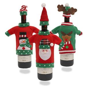 サントレード 3パック ワインボトルカバー セーター かわいい クリスマス 雪だるま サンタクロース トナカイ