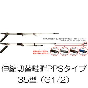 伸縮切替畦畔PPSタイプ 15型 (取付ネジ G1/4) ステンレスパイプ製