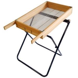 特製マルタ 木製 角型土ふるい・ローラー台 砂ふるい台 土ふるい器セット (3mm目、4.5mm目、...