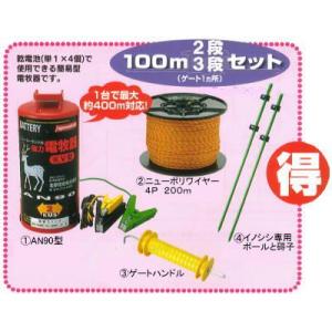 猪用電柵、新品未使用です。 代引手数料無料】イノシシ用電気柵 ニューいのでんセンサー付 100M 2段