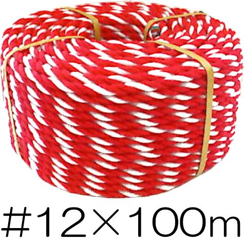 紅白ロープ #12×100ｍ 太さ約9mm 約3.7kg (zm)