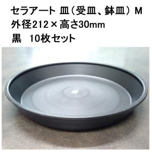 (10枚セット) 明和 セラアート 皿（受皿、鉢皿） M 黒 10枚 (外径212×高さ30mm 適応鉢：長鉢7寸、長鉢8寸、平鉢27号)｜tackey