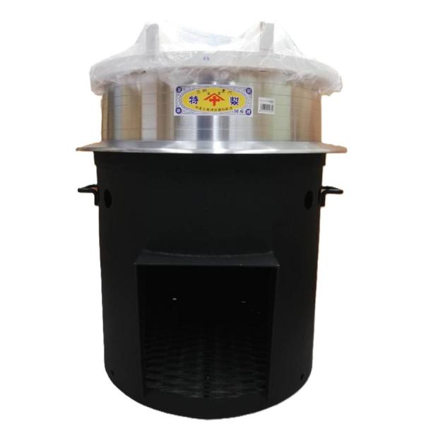 国産品 特製 極厚特大かまど NK-650 (羽釜60cm 釜木蓋66cm付き) 本体厚み3mm (...