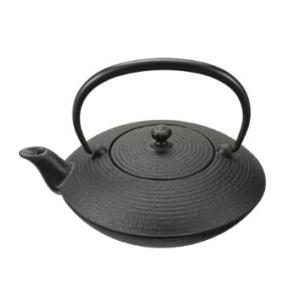 (正規品 特選国産品) 南部鉄器 鉄急須 平形糸目 0.2l E-159-S (W139 D120 ...