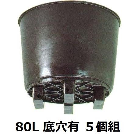 (5個セット) サンポット 80L 果樹栽培用 大型ポット 底穴有 サンポリ (法人/個人 選択)　