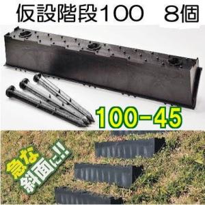 (8個セット 8段) 傾斜面用 プラ 仮設階段 100-45 (1m幅) 傾斜角度45° 果樹園 工...