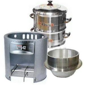 (餅つき道具 カマド3点セット) ホームカマド42cm HK-42S 羽釜33cm 長生セイロ(公徳...