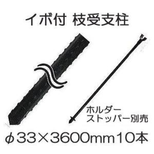 SHINSEI (10本セット) イボ付 枝受け支柱 (黒) φ33mm×1800mm 33
