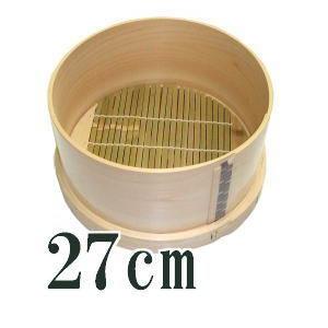 (特撰国産品) 桧 ヒノキ 特撰和セイロ 和せいろ 深型 1段 竹ス付き 九寸 (27cm) 2升用...