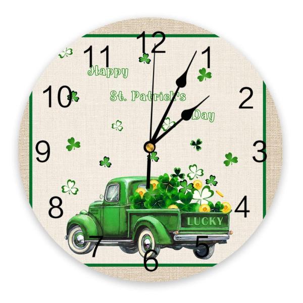 Round PVC Wall Clock, Happy St. Patrick&apos;s Day Truc...