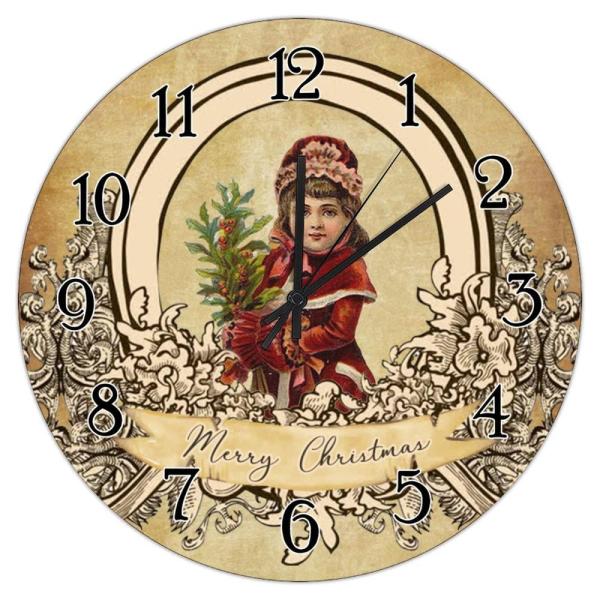 French Style Old Time Santa Wood Wall Clock Vintag...