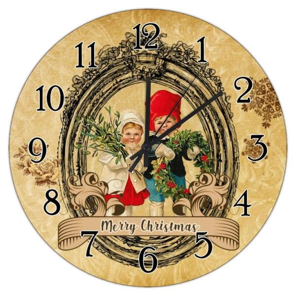 French Style Old Time Santa Art Clock Welcome Xmas...