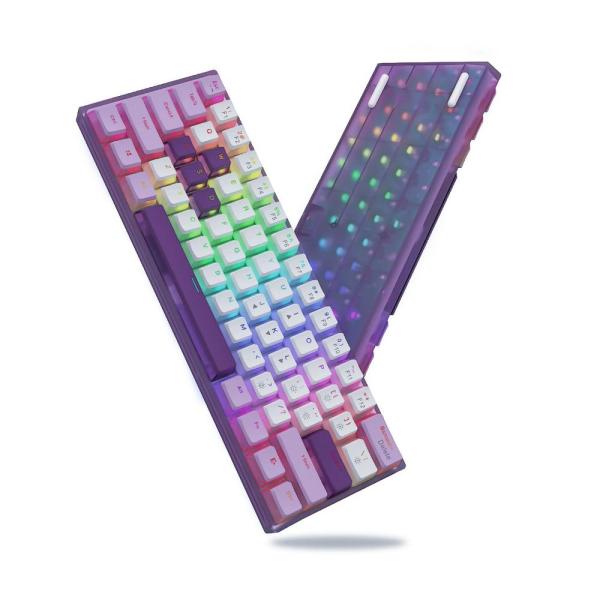 Womier WK61 パープルキーボード - 60%キーボード RGB メカニカルゲーミングキーボ...