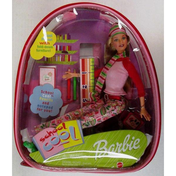 Barbie School Cool Doll with Plastic Backpack Carr...