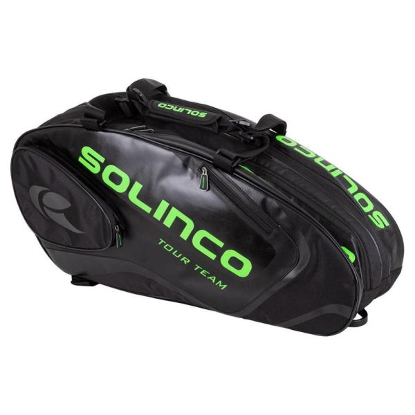 SOLINCO ツアーチーム テニスラケットバッグ ブラック&amp;ネオングリーン(OS) 6個パック