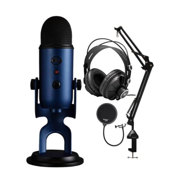 Blue Microphones Yeti USBマイク (ミッドナイトブルー) ヘッドフォンとデス...
