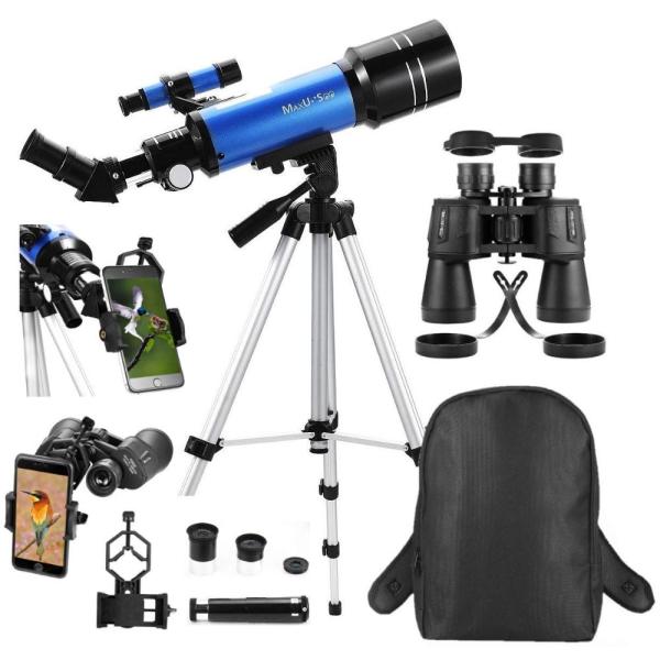 MaxUSee 旅行用望遠鏡 バックパック付き - 70mm 屈折望遠鏡 &amp; 10X50 HD 双眼...