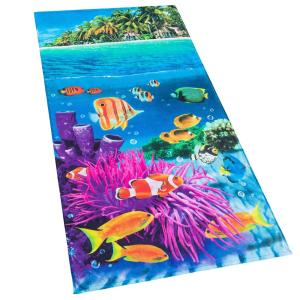 Softerry トロピカルアイランドビーチタオル 30 x 60インチ コットン100% コーラルリーフと魚の商品画像