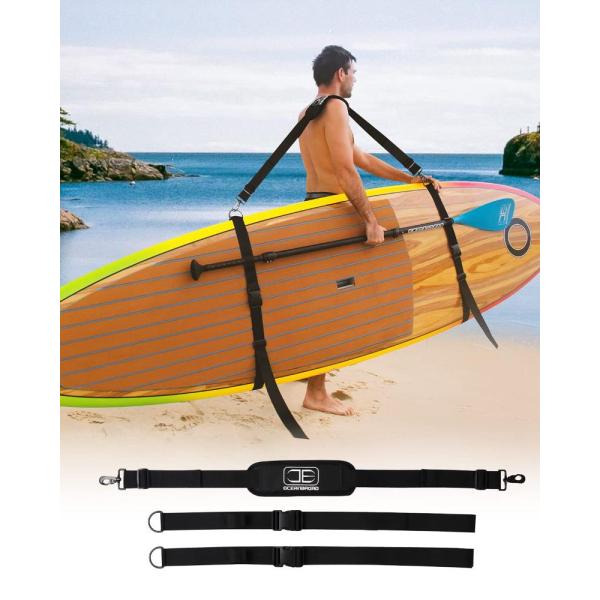 OCEANBROAD SUP カヤックキャリーストラップ 調節可能なショルダーストラップ クリップ付...