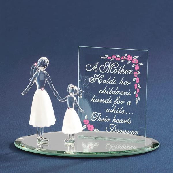 Glass Baron Mother and Child Holding Hands Figurin...